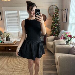 Black drop waist Mixed Media Dress